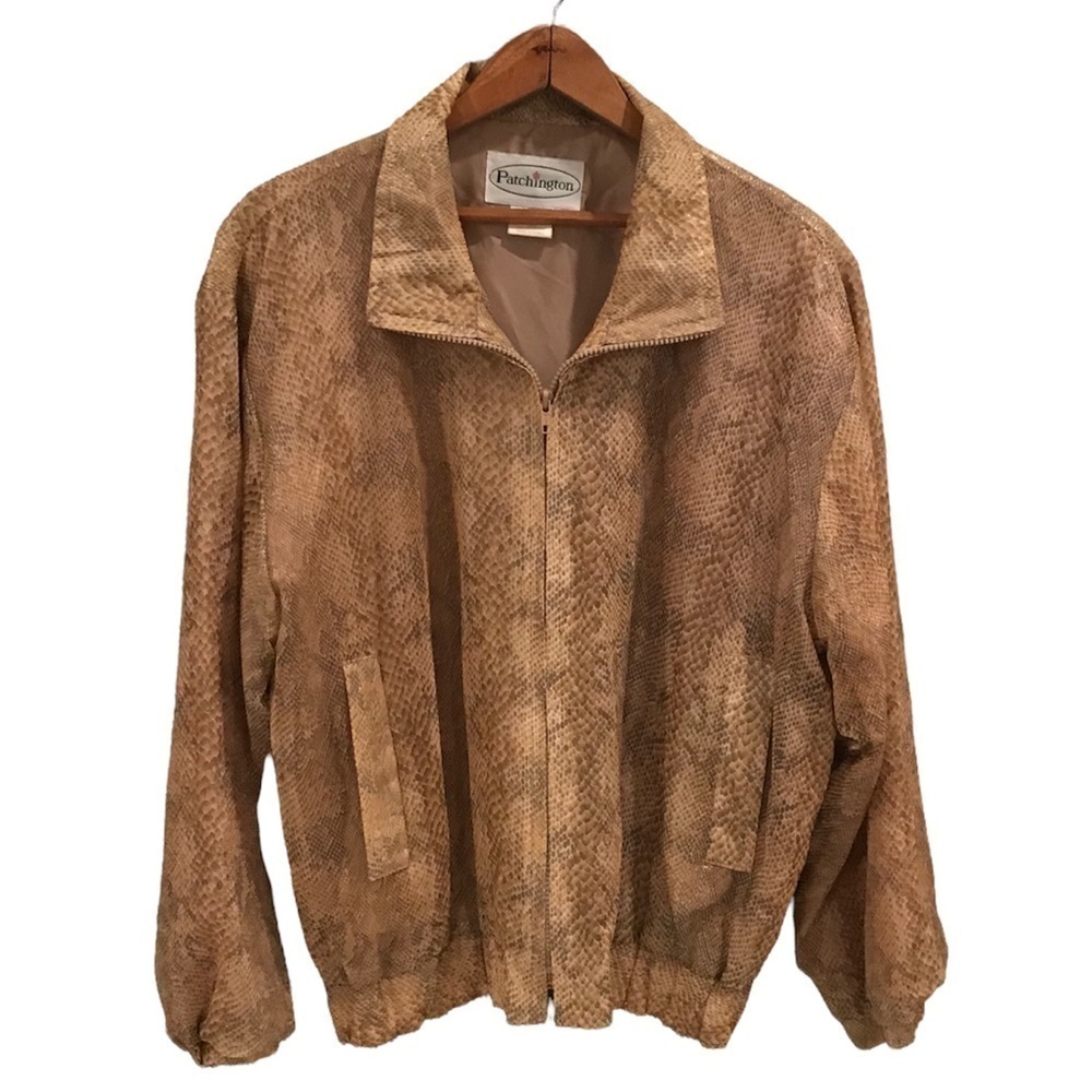 Patchington Women’s Snakeskin Print Zipper Front Lightweight Jacket Size S